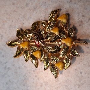 Vintage partridge in pear tree pin